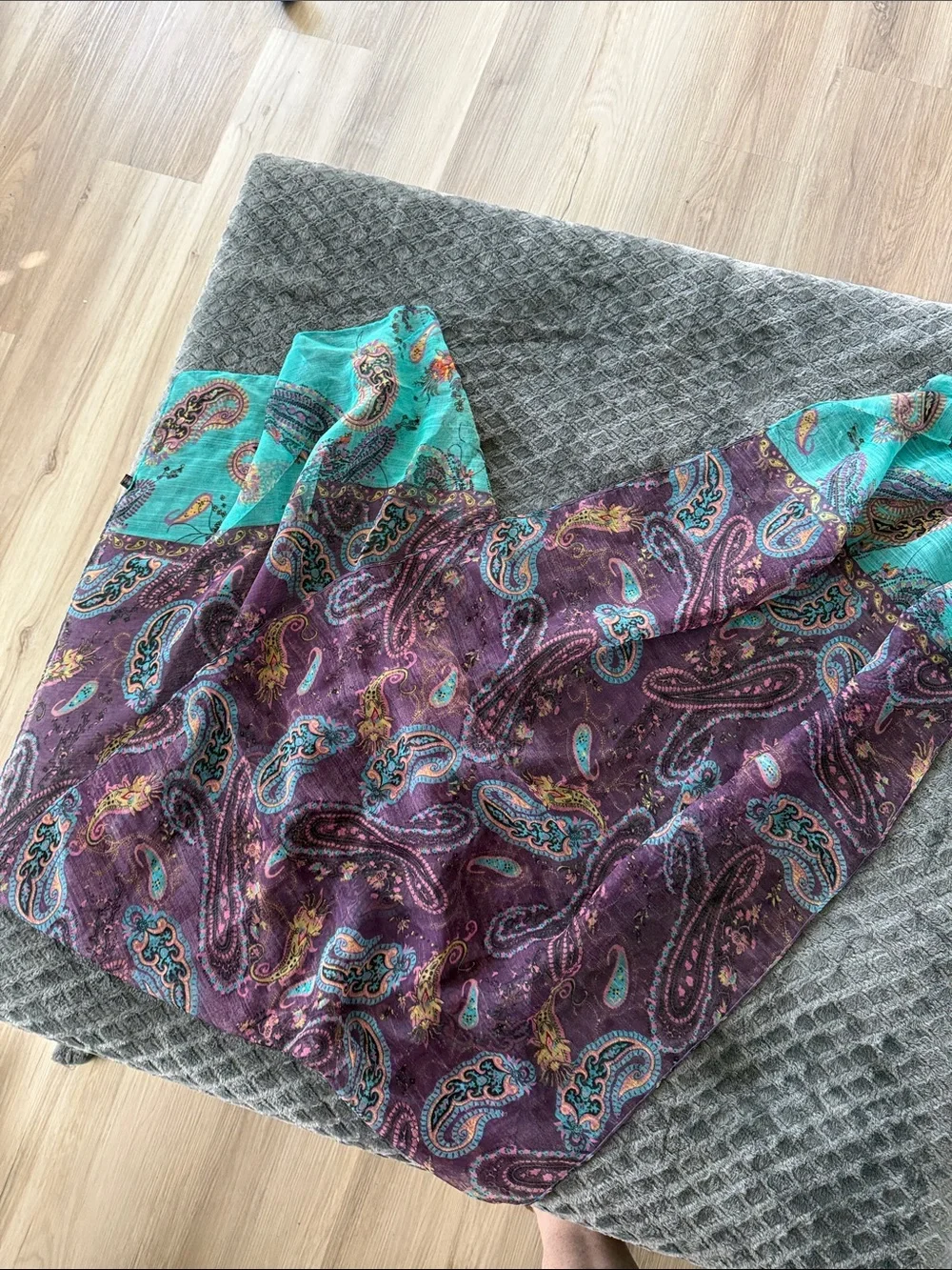 Boho Paisley Scarf in Purple & Teal